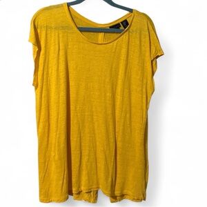 Tahari 100% Linen Mustard Yellow Top – Size XL